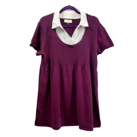 Sonoma Purple Baby Doll Sweater with White Button Collar Women Size 2X - Picture 1 of 6